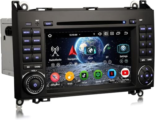 Erisin 8-Core 4GB+64GB Car Stereo with GPS DAB+ Radio - Android 16 7 Inch Touch Screen for Mercedes Benz A/B Class W169 W245 Sprinter Viano Vito VW Crafter Bluetoth CarPlay Android Auto DSP WiFi RDS