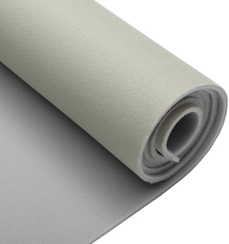 INFINAUTO Tessuto per Rivestimento Tetto per Auto Camion RV SUV Interni Automobilistici Riparazione Sostituzione Schiuma Retro Tessuto a Rete Traspirante Grigio chiaro 54 L x 48 W