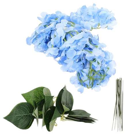 MAGICLULU 10 Piezas Hortensia De Flor Artificial Floreros Boda Decoración De Flores Guirnalda Grandes Flores De Hortensias Artificiales Nupcial Borgoña Margarita Ramo Plástico Blue