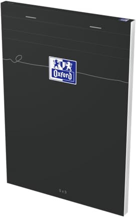 OXFORD Bloc‐notes Lot de 5 Smart A5 5x5 160 Pages Reliure Agrafée Couverture Carte Souple Noir
