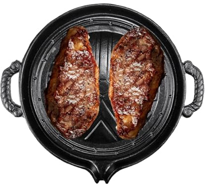 Pan barbecue in ghisa, padella per barbecue in ghisa | Griglia per friggere Pan | antiaderente da 11 pollici per uso domestico e all'aperto, piattaforma per barba