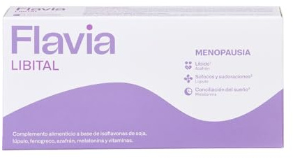FLAVIA Libital 30 Comprimidos - Alivia los Síntomas de la Menopausia - Con Isoflavonas de Soja y Vitaminas - Estimula la Líbido, Regula Sofocos y Sudoraciones - Complemento Alimenticio
