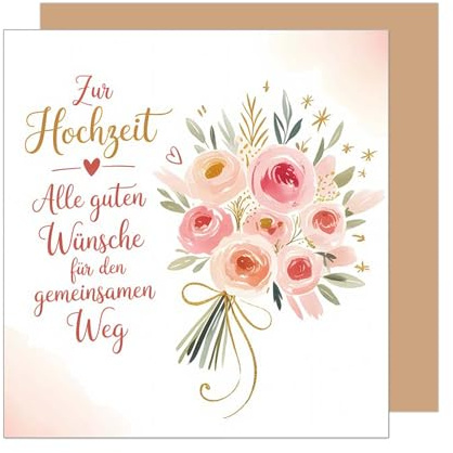 Edition Seidel Premium quadratische Glückwunschkarte zur Hochzeit mit Umschlag. Hochzeitskarte Karte Grußkarte Vermählung frisch verheiratet Liebe Wünsche Mann & Frau (HQ152 SW025)