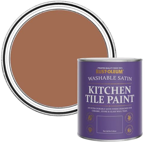 Rust-Oleum Water-Resistant Kitchen Tile Paint in Satin Finish - Terracotta 750ml