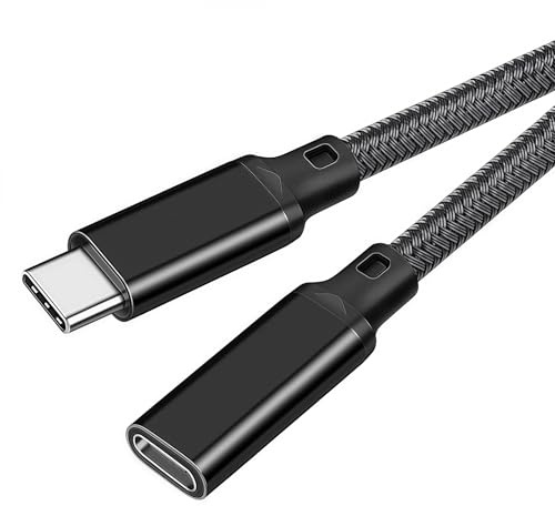 Rensaday Cavo di prolunga USB C intrecciato, 1 m, 240 W PD 20 Gbps, nylon tipo C femmina a maschio, prolunga per MacBook Pro/Air, Thunderbolt 4 (nero)