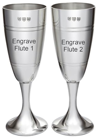 Wentworth Pewter 1 Paar Sektgläser aus satiniertem Zinn – elegante Wein- oder Sektgläser – für Hochzeiten, Jubiläen oder besondere Anlässe – Gravur wählbar