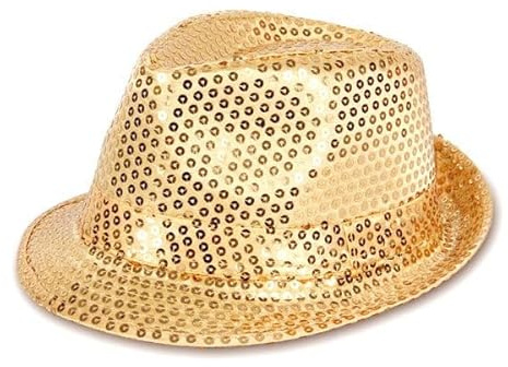 PartyMagix Pailletten Glitzer Hut für Fasching & Karneval (Gold)