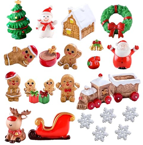 Guartinx Weihnachtsbaum, Weihnachten, 25 Stück, Puppenhaus, Zubehör, Santa Claus, Miniatur, Zubehör, Weihnachtsset mit Mini-Weihnachtsbaum, Minikex, Grundstück, Weihnachtskranz, Elch, Geschenk