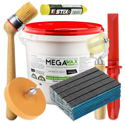 Stix ZW 8 Juego completo de montaje de neumáticos, 7 piezas, con pasta de montaje de 5 kg, 600 pesos adhesivos negros, rodillo de presión, rascador de goma