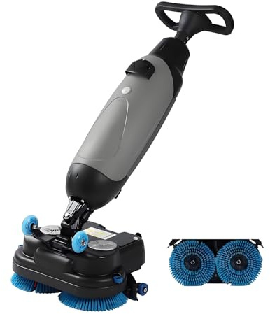 LMYYDES Polisseuse de carrelage et autolaveuse de sols sans Fil, Automatique 36 V/10,5 A, 2 brosses réglables de 200 W, réservoirs d'eau séparés de 4 L et 6 L Grey