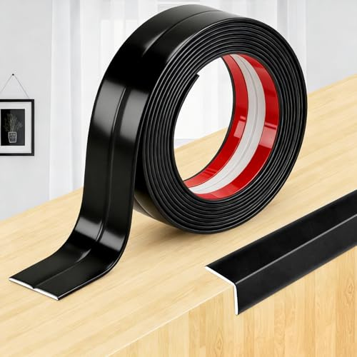 sturiz Zierleisten Selbstklebend Winkelprofil Eckleiste Klebeleisten Selbstklebend Winkelleiste Schwarz 4cm×3m Kantenschutz Wand Winkelprofil Kunststoff Weichsockelleiste für Wandschutz Eckenschutz