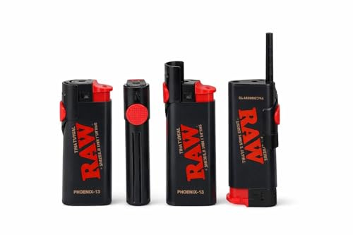 RAW Phoenix Lighter - Rechargeable Windproof Butane Gas Lighter with Built-in Tool, Adjustable Flame, Compact Design for Home and Outdoor Use