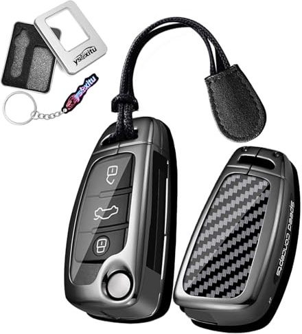 Ysbxitu Custodia Keyless Go protezione in fibra di carbonio texture TPU adatta per Audi A1 A3 A4 A6 A8 Quattro Q2 Q3 Q7 R8 RS3 RS6 S3 S6 TT TTS portachiavi portachiavi portachiavi