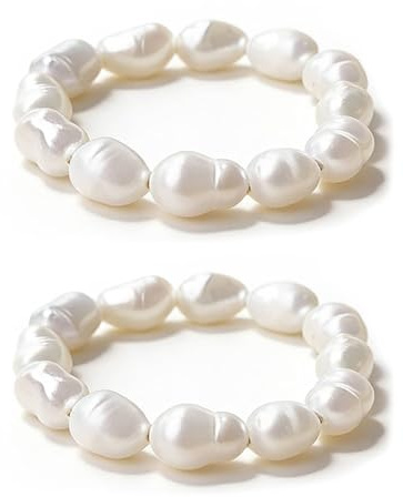Katyjun Anxiety Ring hautfreundliche Naturperlen ohne scharfe Kanten Fidget Ring Damen für Büro Alltag Perlenring 2 Stück mit edler schwarzer Präsentbox waschbar