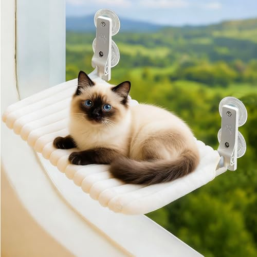 Asta pieghevole per finestra di gatto, con rivestimento morbido e reversibile, per gatti, davanzale della finestra, pieghevole, con struttura in acciaio, portata fino a 18 kg