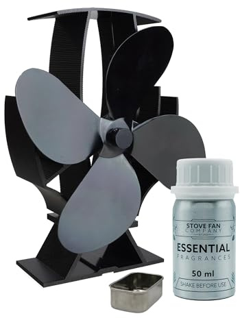 Arrows UK Stove Fan Company Satin Black SuperFast Air Stove Fan - Heat Powered Eco Fan for Wood Burners and Fireplaces - Sleek Silent Operation Design
