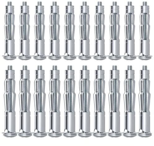 ITCGOB 20 stycken hålighetspluggar metallset, ihåliga väggpluggar galvaniserade M6 x 37 mm & M6 x 52 mm, gipsskivor, expansionsplugg för gips, ihåliga väggar och gipsskivor