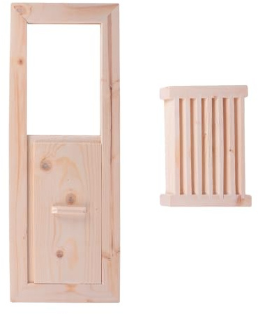 OSOLADY Lüftungsabdeckung für Sauna, Sauna Fensterladen aus Holz, 1 Set, für Dampfraum und Sauna, hitzebeständig, einfache Montage