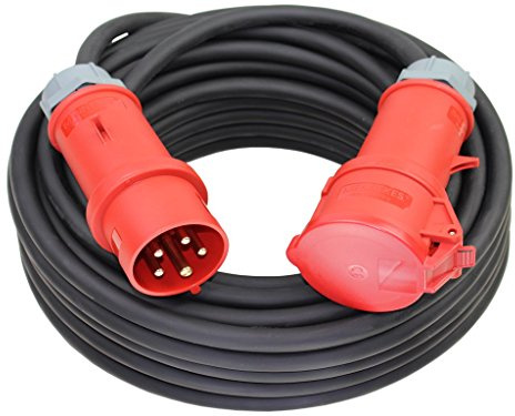 CEE Starkstromkabel 400V 32A 5x6mm² H07RN-F mit MENNEKES Phasenwender Stecker und Kupplung -20m-