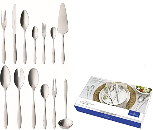 Villeroy & Boch - Arthur Besteckset 68 tlg. Silber/Platin, Spülmaschinenfest, Rostfrei, Besteck Set 68 teilig, Gabel, Messer, Löffel, Essbesteck Set, gebürsteter Edelstahl