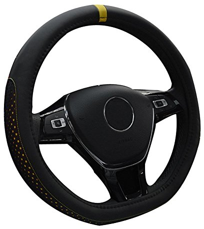 HONCENMAX D Typ Fahrzeug Lenkradabdeckung Auto Lenkradschutz D-Form [Flacher Boden] Durchmesser 38cm (15)