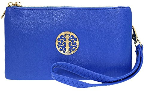 Long & Son Women's Small Clutch, Wristlet, Shoulder,Cross-Body Bags 3141 (Sapphire Blue)