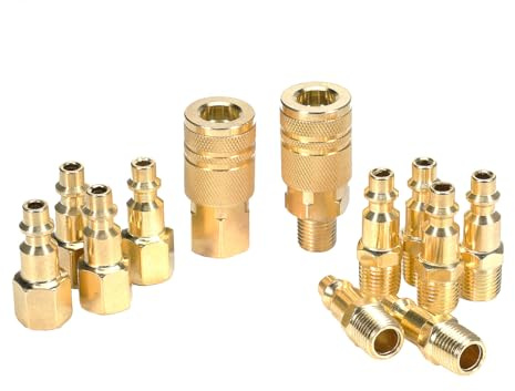 Astarye Druckluft Kupplung 1/4NPT Kupplungsstecker Luftkupplungsstecker Luftleitung Schlauch Kompressor Fitting Innengewinde & Außengewinde Schnellanschluss Verbindungsstück12 STÜCKE