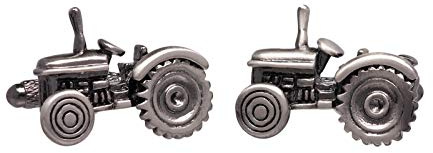 Gemelos de tractor agrícola presentados en caja de regalo de Onyx Art London, gemelos de tractor agrícola para hombres, disponibles también en azul, plata y rojo, talla única, Aleación, rodio