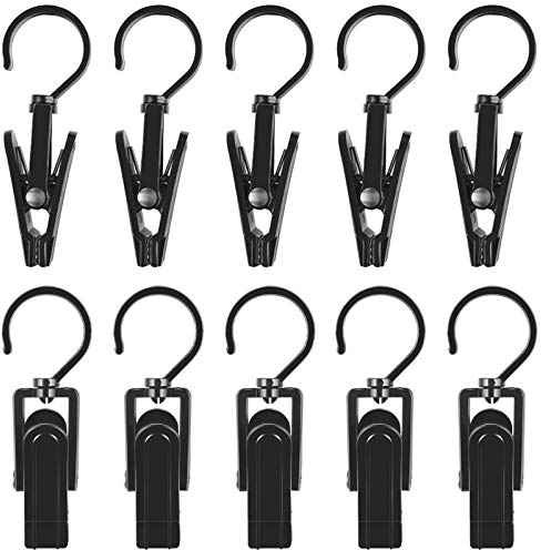 Aipaide Stiefelklammer 20 Stück Klammerhaken Handtücher Clips Geschirrtücher Aufhängen Drehbarer Hosenbügel Klammer Haken Sockenklammer,Schwarz