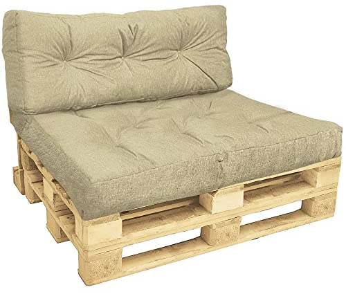 VOUNOT Palettenkissen Set für Indoor und Outdoor, Palettenpolster Wasserdicht Palettensofa, Sitzkissen 120x80, Rückenkissen 120x40, Beige