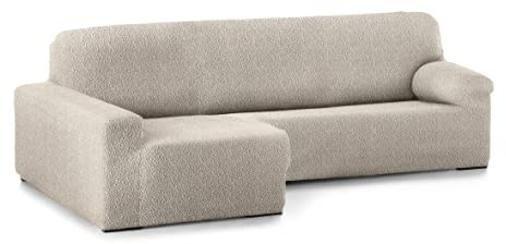 Bezug für Chaiselongue, L-Form, anpassbarer Stoff, langer Arm, links, Farbe 00 Elfenbein