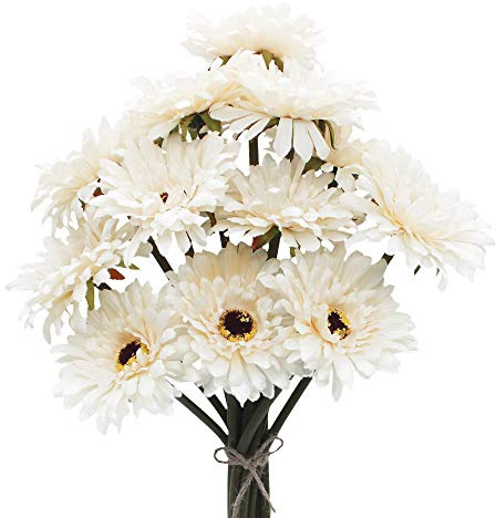 HASWITDA Künstliche Gerbera-Blumen, einzelner Stiel, Blumenstrauß, Kunststoff, Seide, künstliche dekorative Flora, für den Innen- und Außenbereich, Haus, Garten, Büro, Hotel, Hochzeit, Party,