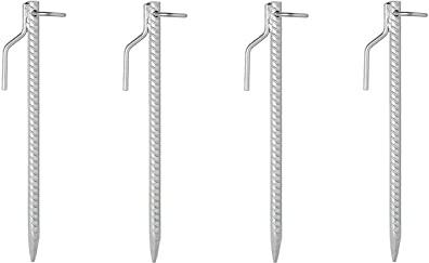 Set 4X Bodenanker Sturmanker 41cm Ø18mm Stahl mit Öse & Haken Hering Zelthering Camping