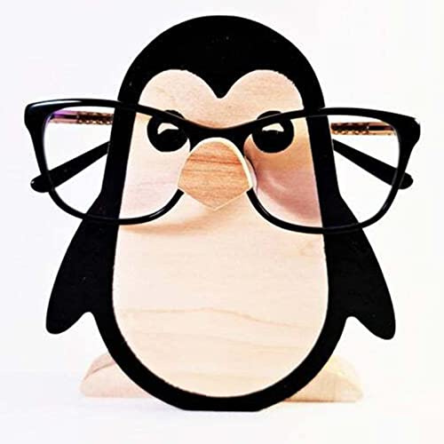 Topchances Niedlicher kreativer Tier-Brillenhalter, 1 Stück Holz-Brillenrahmen in Tierform, für Zuhause, Büro, Schreibtisch, Dekorationszubehör (Pinguin)
