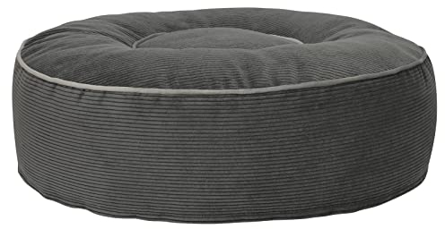 Mr. Cuddles Hundekissen Lilly | Rundes Hundebett mit Kord-Bezug | Waschbares Tierkissen Cord | Größe L 100cm | Flauschiges Donutkissen Grau