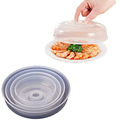Cubierta de salpicaduras de microondas, 14cm cubierta de microondas transparente para alimentos, plásticos reutilizables, cubierta de placa de microondas, cubierta de platos para mantener limpio
