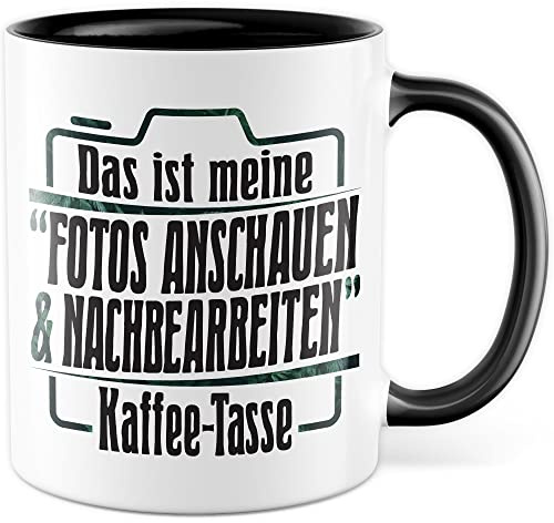 Tasse Fotograf Geschenk, Das ist meine Fotos anschauen & nachbearbeiten Kaffee-Tasse Geschenkidee Kaffee-Becher Tasse mit Spruch lustig Kameramann Kamera-Liebhaber (Weiß/Schwarz)