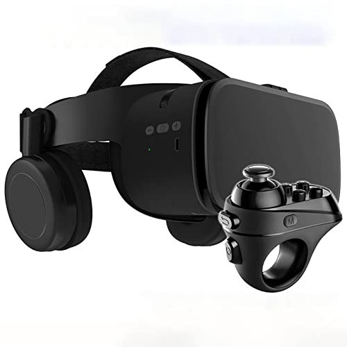 Auriculares Realidad Virtual VR Gafas 3D Auriculares Cascos para Películas/Juegos 3D Metaverse Goggles con Auricular Bluetooth Compatible con Todos Teléfonos iPhone/Android 4.7-6.3 (Color : Black,