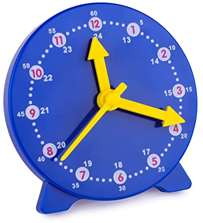 camelize 4 Zoll Lernuhr, 12/24 Stunden, Dunkel Blau,ab 4 Jahren | Zeitunterrichts- und Demonstrationsuhrmodell, Lernspiel Uhr, Lernressourcen für Kinder, Frühe Bildung