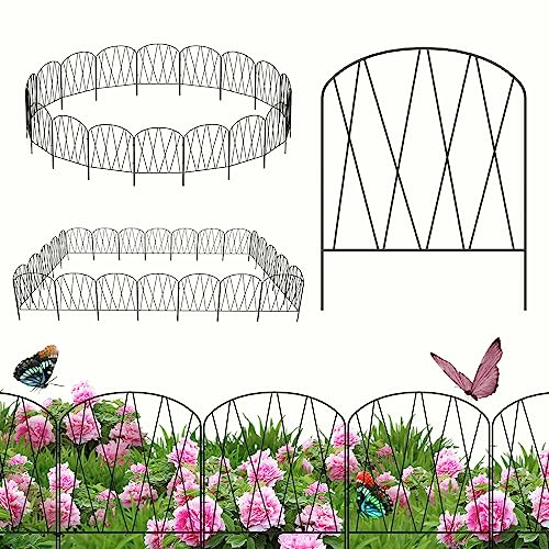24 Packs Decorative Garden Fence 24.8ft (L) x 15.9in (H) Garden Fencing Panels Small Rustproof Animal Barrier Fence Border for Yard Patio Flower Beds Landscape Outdoor
