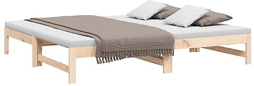 vidaXL Sofá Cama Extraíble para Invitados Plegable Mobiliario Mueble Multiusos Salón Sala de Estar Madera Maciza de Pino 2X(75x190) cm