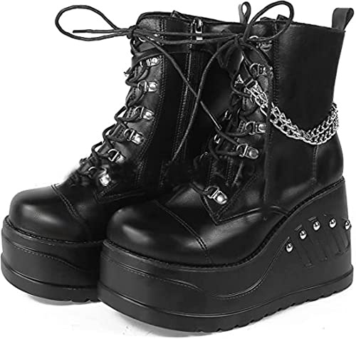 Ulalaza kvinnor Mary Jane klänning pumps Lolita-skor söt plattform gotisk dubbel ankelrem rund tå tjock klack uniform pumps skor perfekta för skolfest affärer arbete dans dejt nattklubb, S16