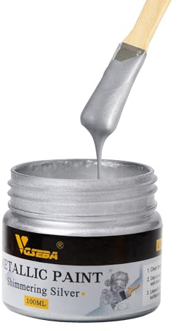 VGSEBA Vernice acrilica argento metallizzato, non tossica, non sbiadisce, 100ml Vernice a foglia d'argento per arte, pittura, artigianato, ideale per tela legno argilla tessuto artigianato