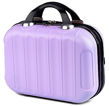 Balakaka Vanity Case Rigide 10L, ABS Léger Portable Vanity Femme avec Poignée, 14 Pouces Trousse de Toilette pour Voyage Peut être Accroché aux Bagages, Violet Clair