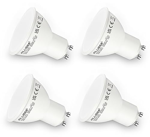 ALUSSO LIGHTING GU10 LED 5W Glühbirne, Ersetzt 50W Halogenlampen, 400 Lumen 3000K Warmweiß Leuchtmittel, Abstrahlwinkel 120° Flimmerfrei Strahler, Nicht Dimmbar Reflektorlampen, 4er-Pack