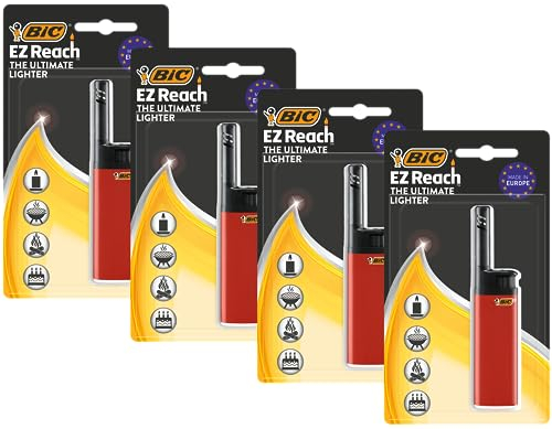BIC EZ Reach Stabfeuerzeug J38 mit 3,5 cm langem Stab, „Das ultimative Feuerzeug“ - 4er Pack