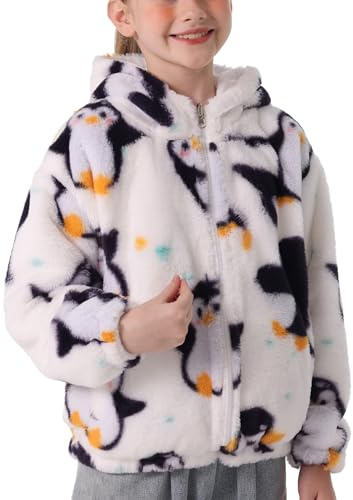 SEAUR Giacca coccolosa da ragazza soffice in pile Teddy con cappuccio per bambini coccolosa in peluche super morbida cappotto felpa motivo cartone animato animale 130/150, 150