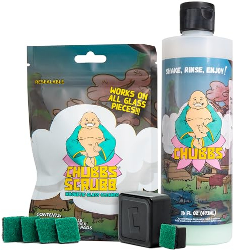 Chubbs Scrubb Magnetic Glass Cleaner Kit - Cleans and Restores Within Minutes | Cleans Hard-To-Reach Stains | Works on Glass, Ceramic, and Pieces of All Shapes and Sizes | Magnet Glass Cleaner (16 oz)