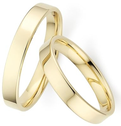 123traumringe Eheringe in 333 Gelbgold I Partnerringe mit Gravur & Etui I Gravierbare Eheringe mit Ringgröße 50-72 mm I Edle Verlobungsringe in 3 mm Breite & 1,3 mm Stärke I P18