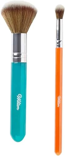 Wilton Juego de 2 cepillos para polvo, color naranja y aguamarina